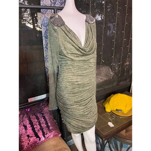 Women's INC International Concepts Olive Green Long Sleeve Dress XL